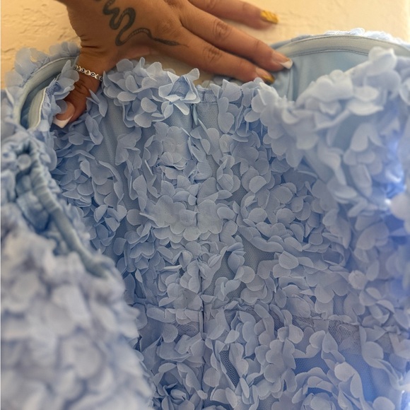 Elegant Blue Lace Off-Shoulder Dress NWOT - Picture 2 of 6